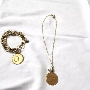 John Wind Sorority Gal Women's Necklace Bracelet Initial Set A